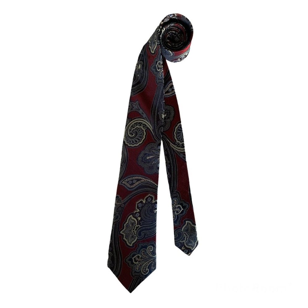 JOS. A. BANK SIGNATURE Burgundy Paisley 100% Silk Tie 59"/ 3".1/4 EX COND